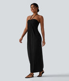 VESTIDO LARGO CON ESCOTE HALTER