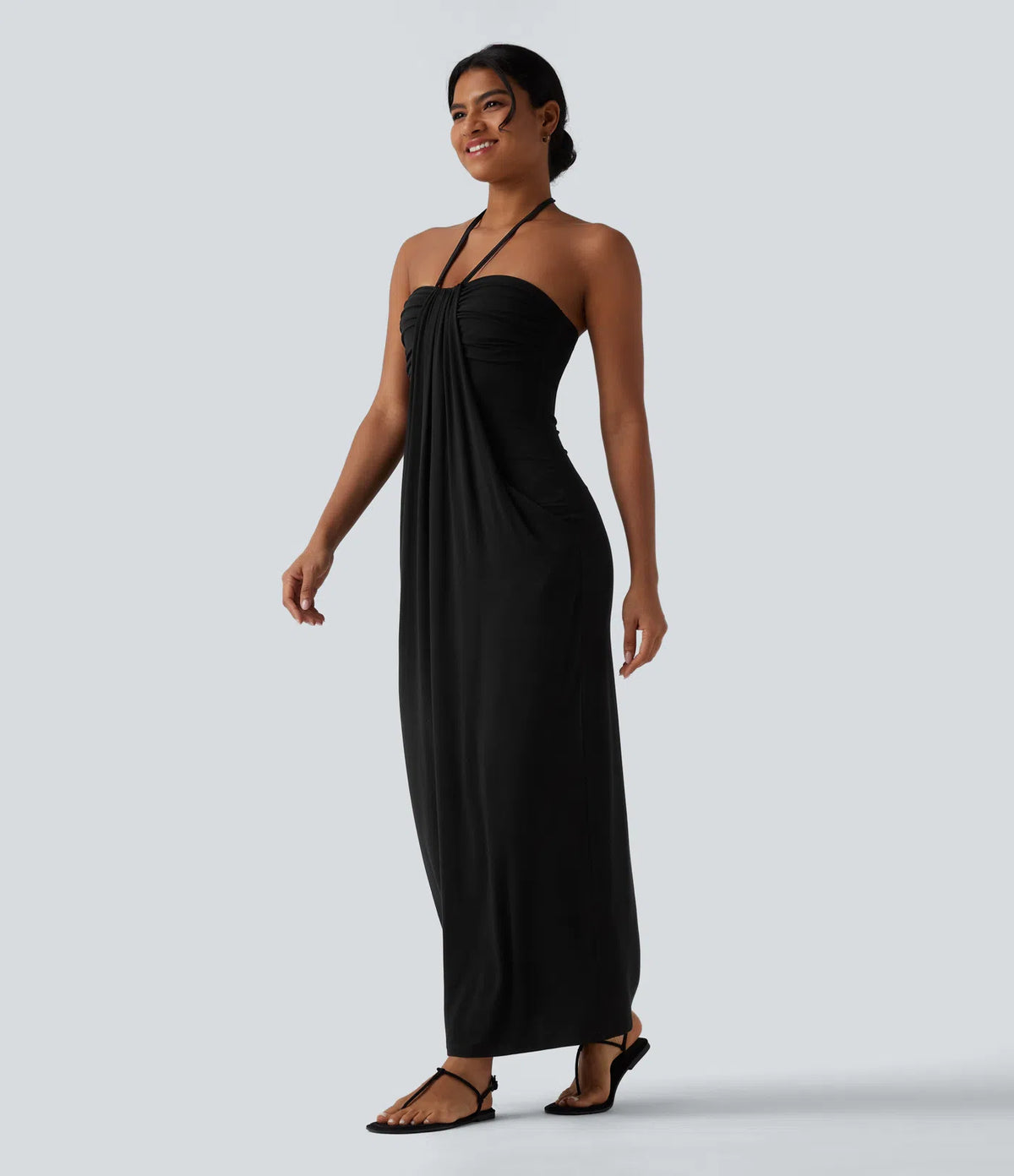 VESTIDO LARGO CON ESCOTE HALTER