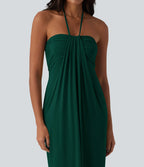 VESTIDO LARGO CON ESCOTE HALTER