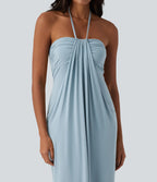 VESTIDO LARGO CON ESCOTE HALTER