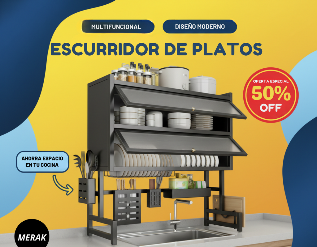 Escurridor de Platos sobre Lavaplatos dos niveles + Accesorios🧼