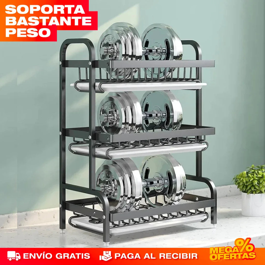 Escurridor de Platos de 3 Niveles – Estante Grande