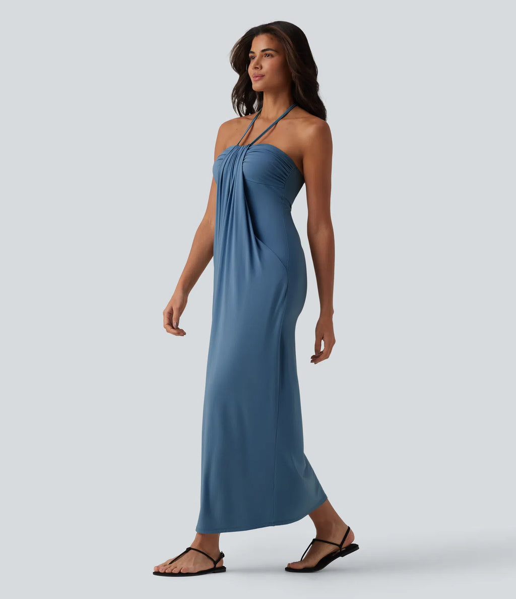 VESTIDO LARGO CON ESCOTE HALTER