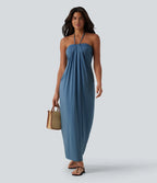 VESTIDO LARGO CON ESCOTE HALTER