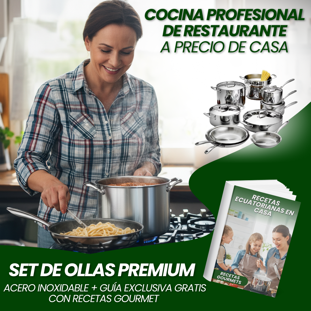 [PROMO] SET DE OLLAS DE ACERO INOXIDABLE  + GUIA COM RECETAS GOURMET 🔥