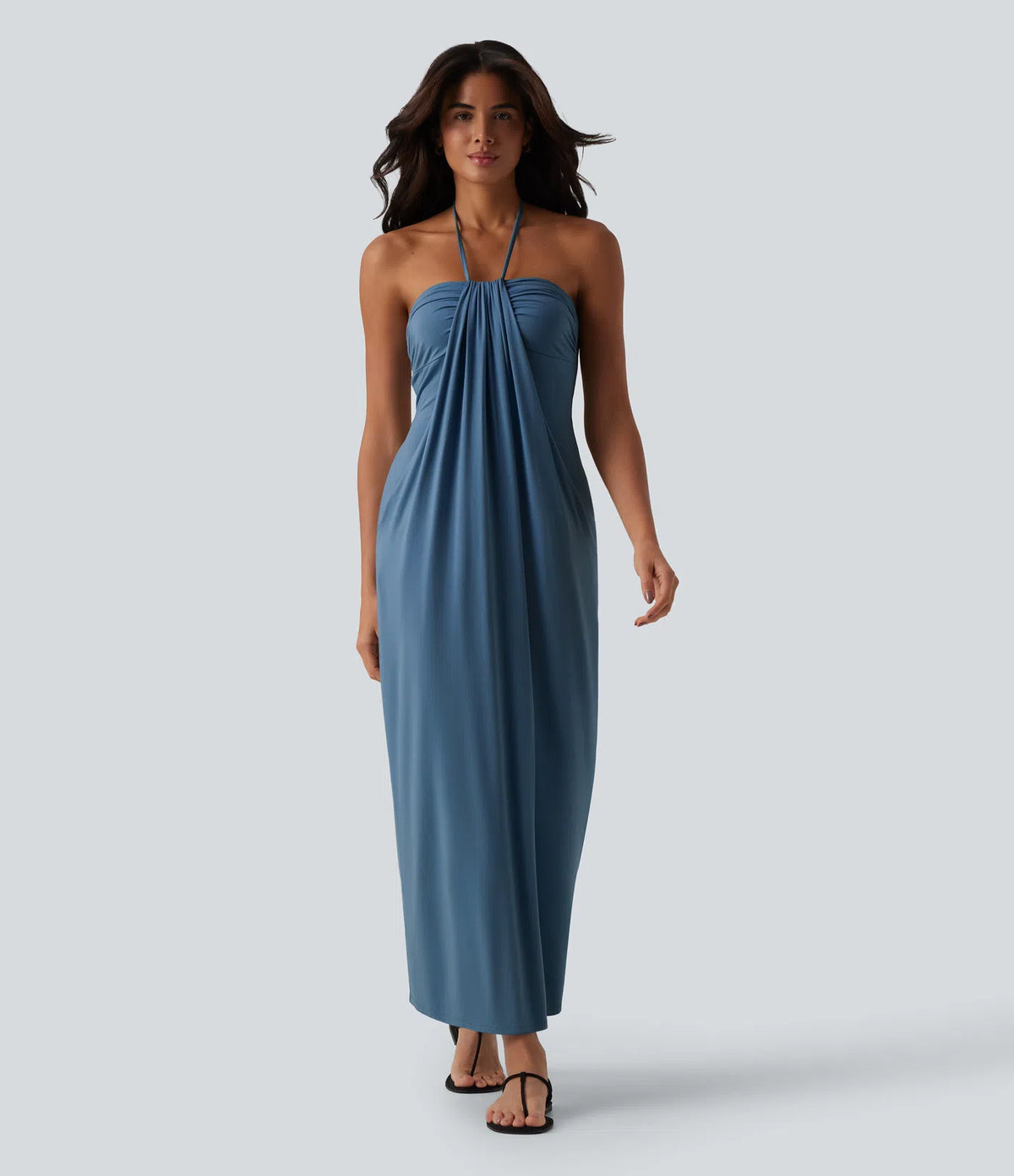 VESTIDO LARGO CON ESCOTE HALTER