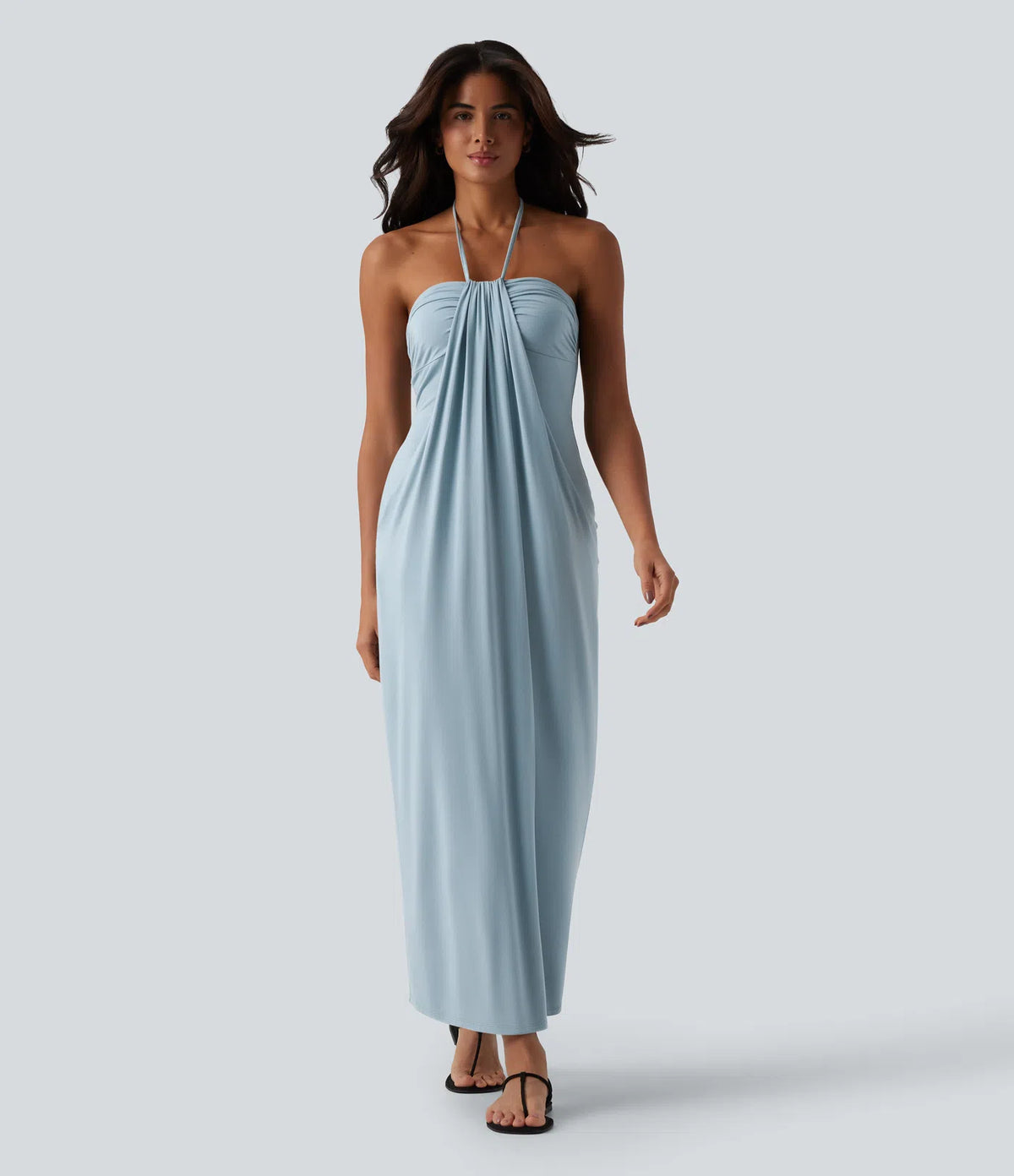 VESTIDO LARGO CON ESCOTE HALTER