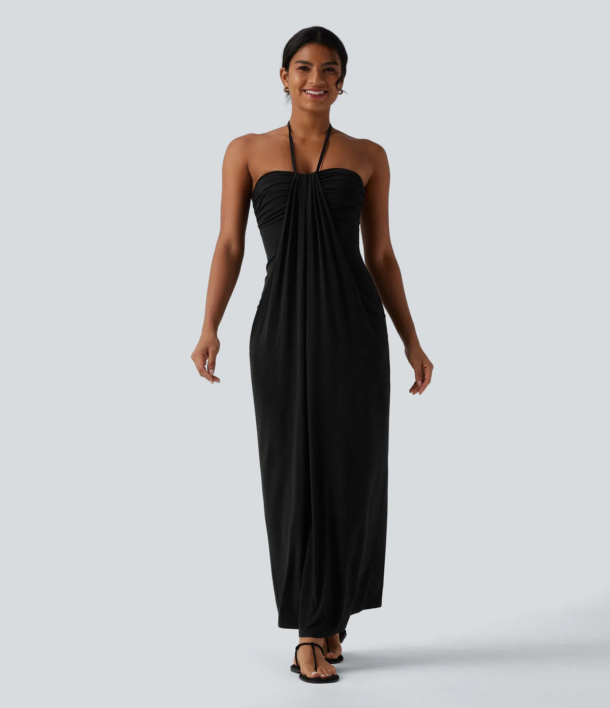 VESTIDO LARGO CON ESCOTE HALTER