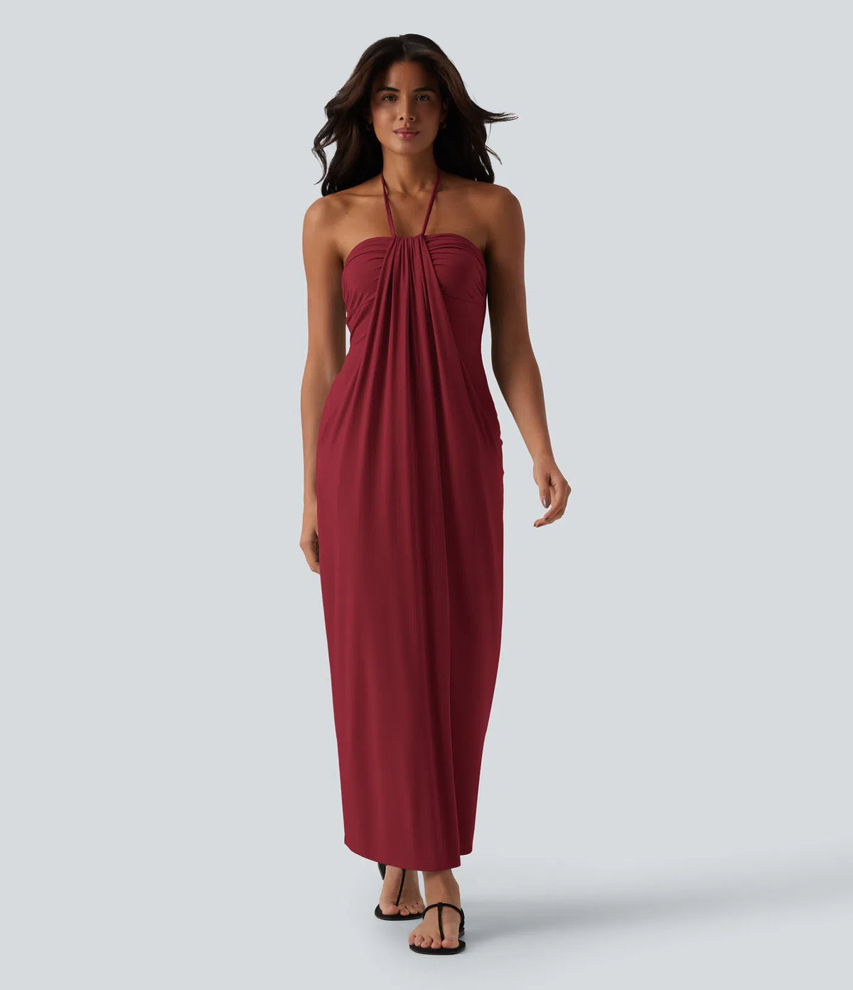 VESTIDO LARGO CON ESCOTE HALTER